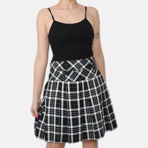 MONOCHROME BLACK & WHITE GINGHAM PLAID MINI SKIRT